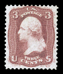 56, 3c Brown rose August, deep rich color, full o.g., relatively lightly hinged, very fine 1991 PF certificate.