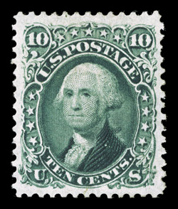 68, 10c Yellow green, a spectacular mint example of a stamp that is incredibly difficult to find in such premium condition as this, possessing huge balanced margins that would
be the envy of its re-issue counterpart, and are impossible to find o