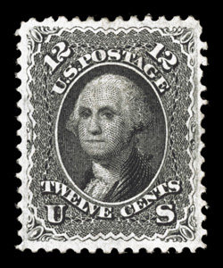 69, 12c Black, unused, exceptionally well centered, strong color and impression, choice very fine 1994 PF certificate.