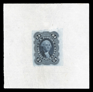 70-E3a, 70-E4f, 24c die essays on India, three different colors with blank labels (70-E3a) and seven different colors of the completed design (70-E4f), range of sizes, few
usual India paper irregularities, very fine.