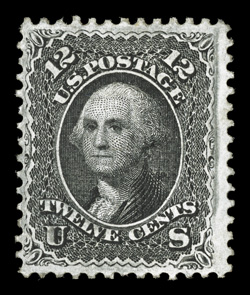 90, 12c Black, E grill, seldom seen mint copy, deep intense color, o.g. that is just slightly disturbed, nearly very fine 1979 PF certificate (part o.g.) and a 2002 PSE
certificate (disturbed o.g.).