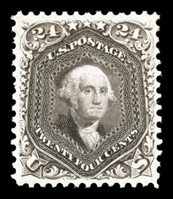109, 24c Deep violet re-issue, a most attractive mint copy of this rarity, possessing exceptionally balance margins all around, rich luxuriant color and a deeply etched
impression, full o.g., lightly hinged, extremely fine superior to the vast