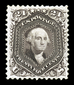 109, 24c Deep violet re-issue, gorgeous re-issue color and impression, well centered and margined, part o.g., a very fine example of this rare re-issue 1979 PF
certificate.