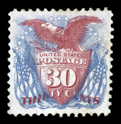 121, 30c Blue and carmine, scarce unused example that is exceedingly well centered amid large margins, lovely rich colors, extremely fine 2006 PF certificate.
