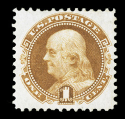 123, 1c Buff re-issue, rich luxuriant color, attractively centered, slightly glazed o.g., very fine clear 1989 PF certificate.