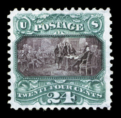 130, 24c Green and violet re-issue, unused, well centered and margined, lovely rich colors on bright white paper, very fine.