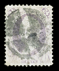 142, 24c Purple with grill, remarkably well centered and margined for this rare and difficult stamp, light shade, quartered cork cancel, two light creases at bottom left,
extremely fine appearing 1998 PSE certificate.