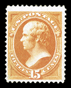 152, 15c Bright orange, scarce mint example, with bright color, better centering and margin than often seen, full original gum, lightly hinged, nearly very fine 1987 and 2006
PF certificates.