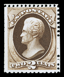 168, 2c Dark brown special printing, without gum as issued, sumptuously rich color in the characteristic dark brown of this hard paper special printing, and a well defined
impression on fresh paper, rather well centered, nearly very fine it i