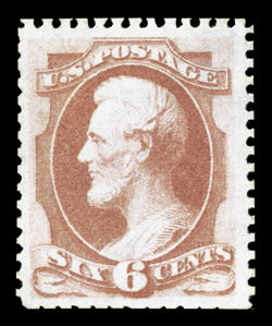 170, 6c Dull rose special printing, without gum as issued, an exceedingly choice example of this rarity, just slightly scissor separated at bottom but large intact perforations
all around, one of the very few to exhibit this trait, incredibly fr