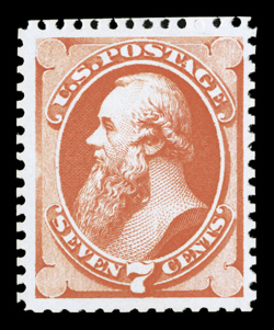 171, 7c Reddish vermilion special printing, without gum as issued, a visually striking example, possessing an amazing overall brilliance unlike any other we have seen, with
dazzling intense color and an incredibly vivid impression on immaculate