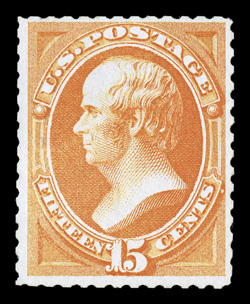 174, 15c Bright orange special printing, without gum as issued, bright color, attractively centered, with perforations all around that are slightly scissor separated as usual,
overall a very fine example of this rare Special Printing 2008 PSE c