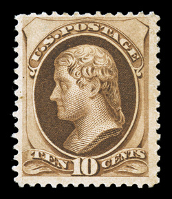 188, 10c Brown, with secret mark, showing a faint secret mark, deeply rich color, full original gum, nearly very fine 1974 and 2005 PF certificates.