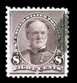 225, 8c Lilac, used, excellent centering within wide margins, strong rich color, light cancel, extremely fine 2009 PSE certificate (XF-Superb 95 SMQ $250.00).