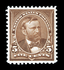 270, 5c Chocolate, impressive mint single, choice centering within large margins, rich luxuriant color and a strong impression, o.g., never hinged, extremely fine 1999 PF
certificate (bottom selvage subsequently removed) and a 2006 PSE certific