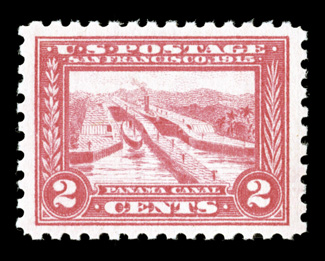 402, 2c Panama-Pacific, perf. 10, uncharacteristically well centered within extraordinarily large margins for this always difficult stamp, attractive bright color, o.g., never
hinged, extremely fine and quite choice 1985 and 1999 PF certificate