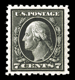 430, 7c Black, extraordinarily well centered amid margins that are considerably larger than usual, deep luxuriant color, pristine o.g., never hinged, extremely fine 1999 PF and
2007 PSE certificates.