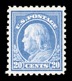 438, 20c Ultramarine, brilliantly rich color on immaculate white paper, unusually well centered and margined, o.g., never hinged, extremely fine 2005 PF
certificate.