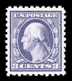464, 3c Violet, a gem mint single of this surprisingly difficult and often faked stamp, being impeccably well centered within large even margins, brilliantly rich color on
fresh clean paper, o.g., never hinged, extremely fine 1996 PF certificat