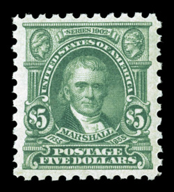 480, $5.00 Light green, uncommonly well centered and margined, lovely rich color, o.g., never hinged, extremely fine 2009 PSE certificate (XF 90 SMQ $680.00).