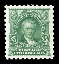 480, $5.00 Light green, exceedingly well centered within wide margins, marvelously bright and fresh, o.g., never hinged, extremely fine 2003 PF certificate.