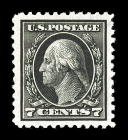 507, 7c Black, an outstanding mint single, being incredibly well centered within lavishly large margins, strikingly intense jet black color and a deeply incised impression,
o.g., never hinged, extremely fine gem 2001 and 2005 PSE certificates