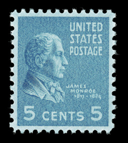 810, 5c Bright blue, flawlessly centered, rich luxuriant color, o.g., n.h., superb 2008 PSE certificate (Gem 100 SMQ $320.00) the highest grade the PSE has given this
stamp.