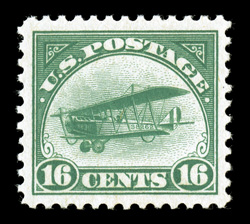 C2, 16c Green, exceedingly well centered and margined, lovely bright color, o.g., never hinged, extremely fine 1996 PF certificate.