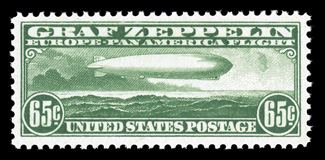 C13, 65c Graf Zeppelin, excellent centering within large margins, strong rich color, o.g., n.h., extremely fine 2006 PF certificate (XF 90).