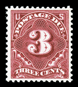 J40, 3c Deep claret, uncommonly well centered within wide margins, deep vibrant color, o.g., never hinged, extremely fine photocopy of a 2004 PF certificate for the plate block
of twelve from which this came.