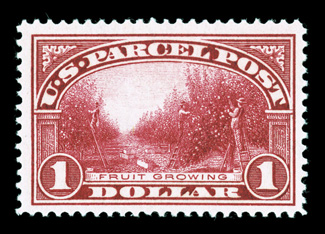 Q12, $1.00 Parcel Post, brilliantly fresh color, well centered within large margins, o.g., lightly hinged, choice very fine 2006 PSE certificate.