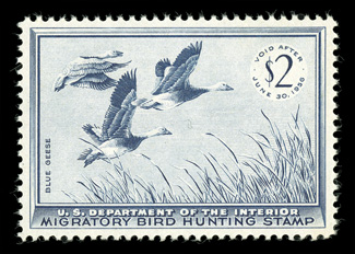 RW22, 1955 $2.00 Dark blue, perfectly centered, wonderfully fresh, o.g., n.h., extremely fine gem 2006 PSE certificate (Superb 98 SMQ $310.00).