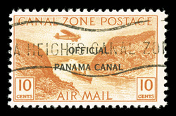 CO8-12, 5c-40c Air Post officials, 17mm ovpt. cplt., bright colors, with wavy c.t.o. cancel as always, all still with full original gum (and all except 40c never hinged), a
fine set of these scarce airmail stamps.