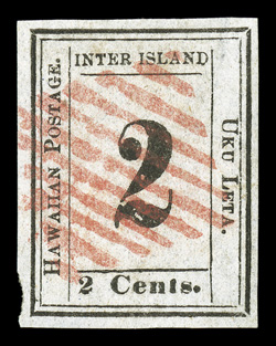 16, 2c Black on grayish, Plate 3-D, Type X, Position 10, large margins all around, a little irregular at bottom left, strong impression and fresh paper, bright red grid cancel,
small thin, very fine appearance ex-Troy.