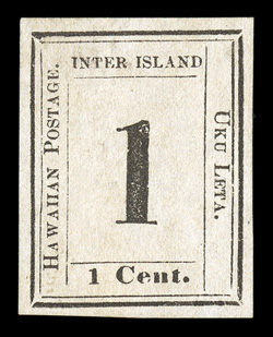 19, 1c Black, Plate 6-A, Type I, Position 1, unused, four large margins, crisp impression, very fine.