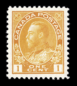 105f, 1922 1c Yellow, Die I, dry printing, gem mint single that is precisely centered within uncharacteristically wide margins, brilliant color on fresh white paper, immaculate
o.g., never hinged, extremely fine actually a very challenging stam