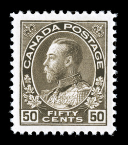 120, 1925 50c Black brown, dry printing, a magnificent mint example, sporting extravagantly large margins all around and being wonderfully well centered within these impressive
borders, remarkably fresh, with especially rich color on crisp white