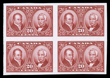 146a-48a, 1927 5c-20c Historical figures, imperforate cplt. in blocks of four, all with large margins around, bright and fresh, o.g., n.h., extremely fine (Unitrade
C$1,440.00+).
