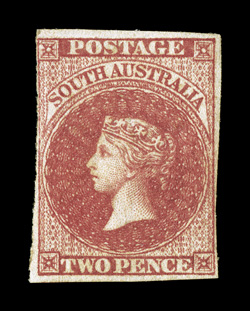 S.G. 8, 1856 2p Blood red,  margins all around ranging from large to close, but clears the frame line at all places, strong rich color, part o.g., nearly very fine 1996 Rendon
certificate ex-Sovereign (Scott 6 $1,600.00).