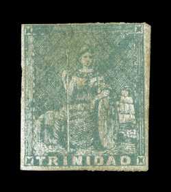 S.G. 15, 1855 (1p) Pale to greenish blue, second impression, rarely seen unused example, probably regummed, small repair, fine appearance clear 1957 BPA certificate not priced
unused in Stanley Gibbons ex-Sovereign.