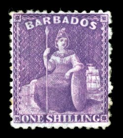 S.G. 71x, 1875 1- Violet, watermark reversed, deep vibrant color, full original gum, very fine for this 2006 Brandon certificate (Scott 49 var. $575.00).