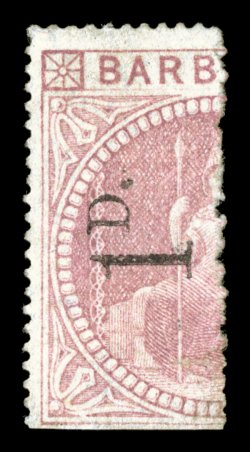 S.G. 86, 1878 1D. Surcharge on half of 5- Rose, warm color, part o.g., faint trace of a crease, fine mint examples of these stamps are exceedingly rare, especially still
retaining any original gum signed H. Bloch and accompanied by a clear