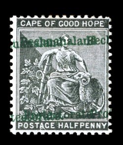 S.G. 52a, 1889 ½p Grey black, double overprint, fresh mint example of this elusive error, with the two overprints separated horizontally, o.g., trivial h.r., fine
ex-Inglefield-Watson (Scott 67a $575.00).