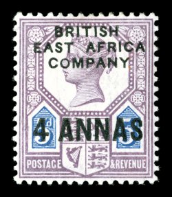 S.G. 1-3, 1890 ½a to 4a British East Africa surcharges cplt., bright fresh colors, well centered, o.g., two with small h.r., very fine set 2 signed H. Bloch, 3 signed Gilbert,
1 and 3 both accompanied by 2002 BPA certificates (Scott 1-3