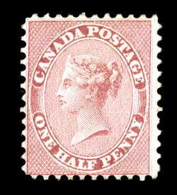 S.G. 25, 1858 ½p Deep rose, scarce unused example, attractive color, better centering than typically found, very fine overall signed Holcombe (Scott 11
$2,800.00).