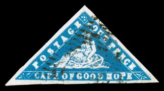 S.G. 14c, 1861 4p Deep bright blue Wood Block, a striking used example of this rare shade, with lavishly large margins all around, spectacularly rich color and a remarkably
deep impression on pristine white paper, light cancel, faint trace of