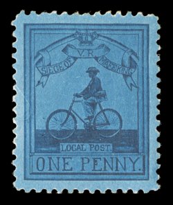 S.G. 17, 1900 1p Pale blue on blue, Sergeant-Major Goodyear, plate 2, position 6, perfectly centered, deep colors, o.g., tiny h.r., extremely fine an exceedingly choice mint
copy of this popular stamp 2001 Brandon certificate (Scott 178 $1,0