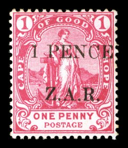 S.G. 1-2, 1899 ½p Green and 1p Rose Vryburg surcharges, fresh colors, o.g., ½p with mild natural gum crease, fine-very fine both are accompanied by clear 1981 Brandon
certificates (Scott N1-2 $515.00).