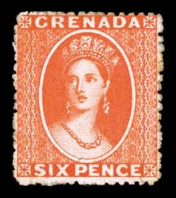 S.G. 17, 1878 6p Deep vermilion, intermediate perf. 15, unused, brilliantly rich color, nicely centered for this scarce stamp, very fine 1987 Brandon certificate (Scott 5D
$925.00).