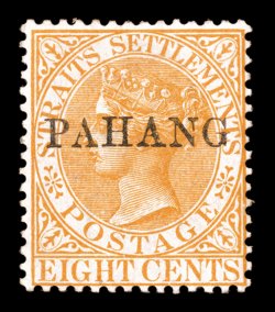 S.G. 2, 1889 8c Orange, strong color and impression, part o.g., h.r., a fine example of this scarce and difficult stamp (Scott 2 $2,175.00).